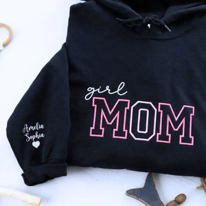 personalized girl mom embroidered sweatshirt with custom name cozy mother's day gift for mom with daughters