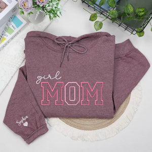 personalized girl mom embroidered sweatshirt with custom name cozy mother's day gift for mom with daughters