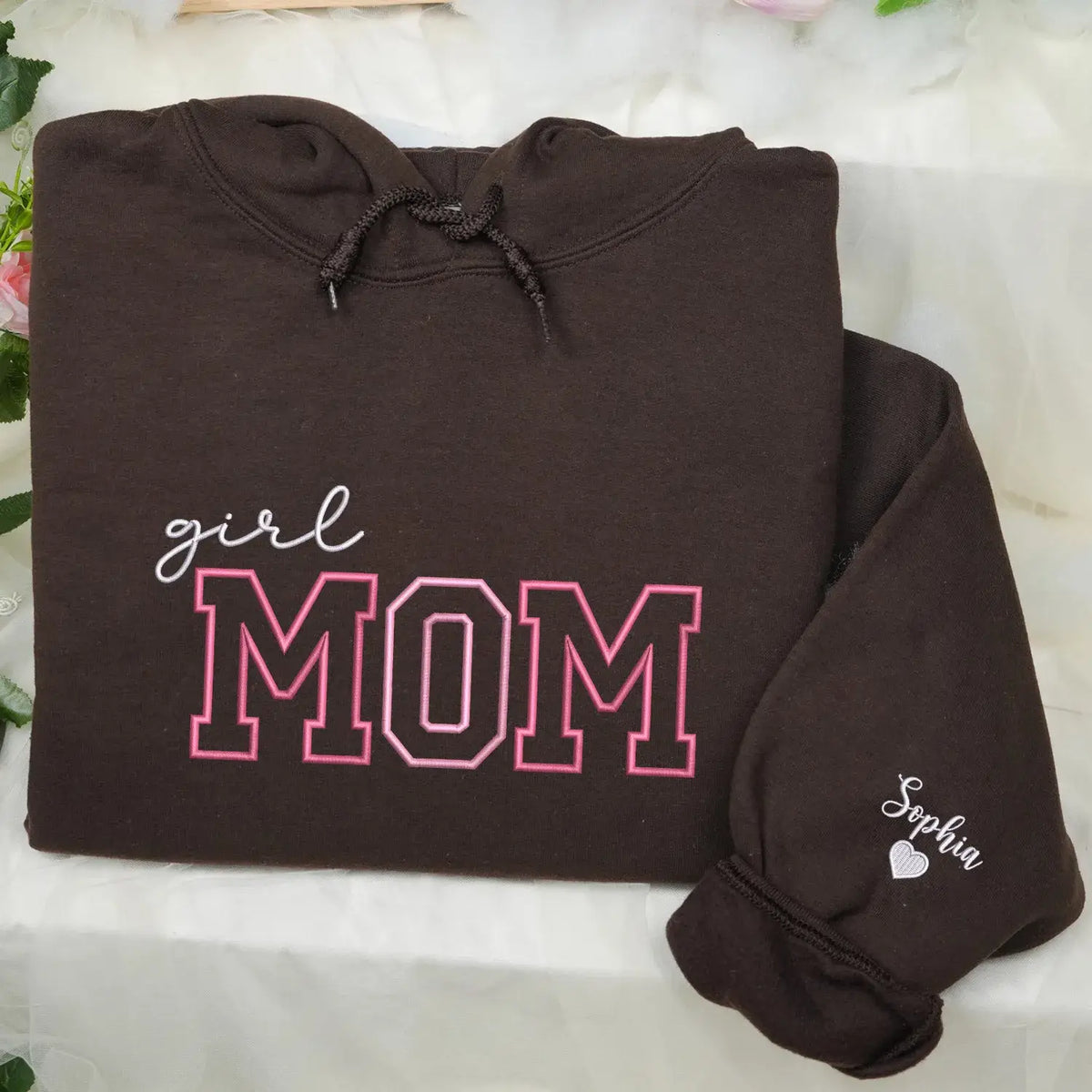 personalized girl mom embroidered sweatshirt with custom name cozy mother's day gift for mom with daughters
