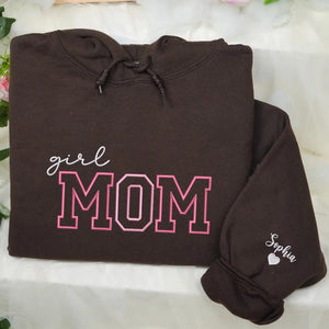 personalized girl mom embroidered sweatshirt with custom name cozy mother's day gift for mom with daughters
