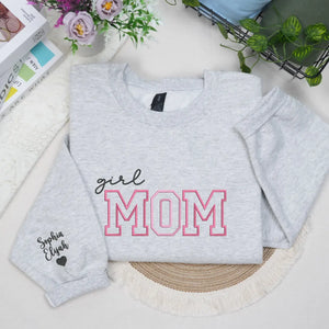personalized girl mom embroidered sweatshirt with custom name cozy mother's day gift for mom with daughters