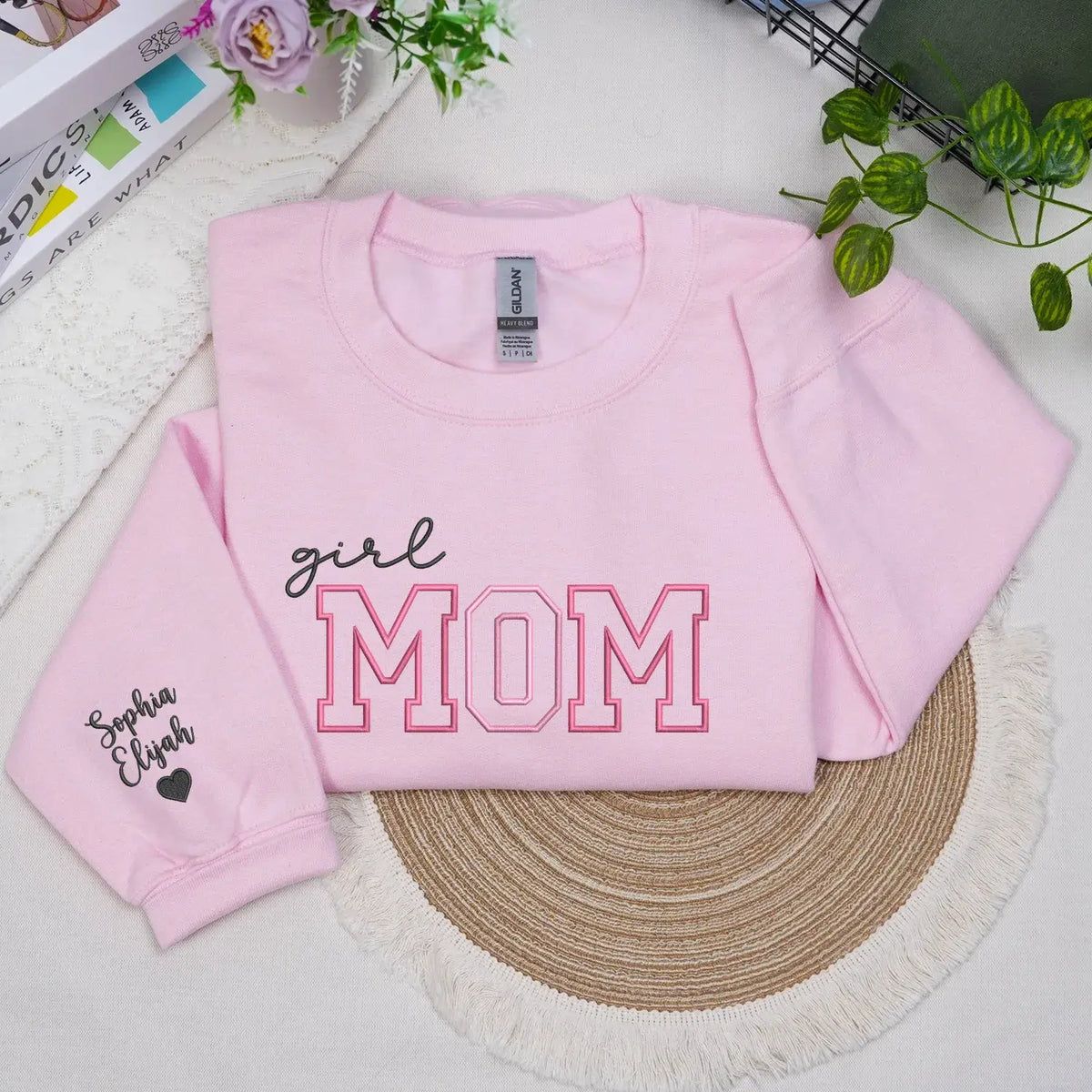 Personalized Girl Mom Gift with Embroidered Sweatshirt or Hoodie, Mother's Day Gift from Sister