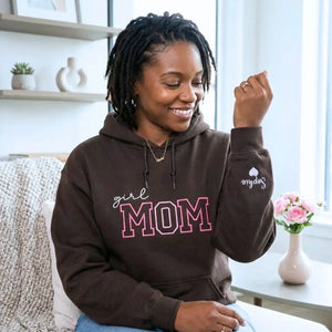 personalized girl mom embroidered sweatshirt with custom name cozy mother's day gift for mom with daughters