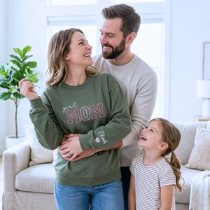 personalized girl mom embroidered sweatshirt with custom name cozy mother's day gift for mom with daughters