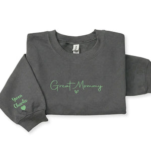 Custom embroidered grandma sweatshirt with kids names personalized Mother's Day gift for mom or grandmother