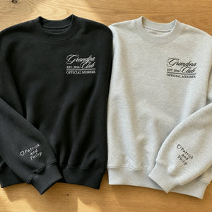 Personalized Grandpa Grandma Club Sweatshirt - Embroidered EST Year & Custom on Sleeve, Grandparent Day Gift