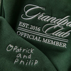 Personalized Grandpa Grandma Club Quarter Zip Sweatshirt - Embroidered Established Year, Grandparent Day Gift