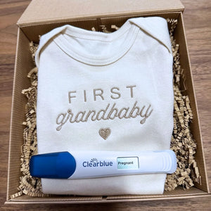 personalized embroidered baby onesie for first grandbaby pregnancy announcement gift for grandparents
