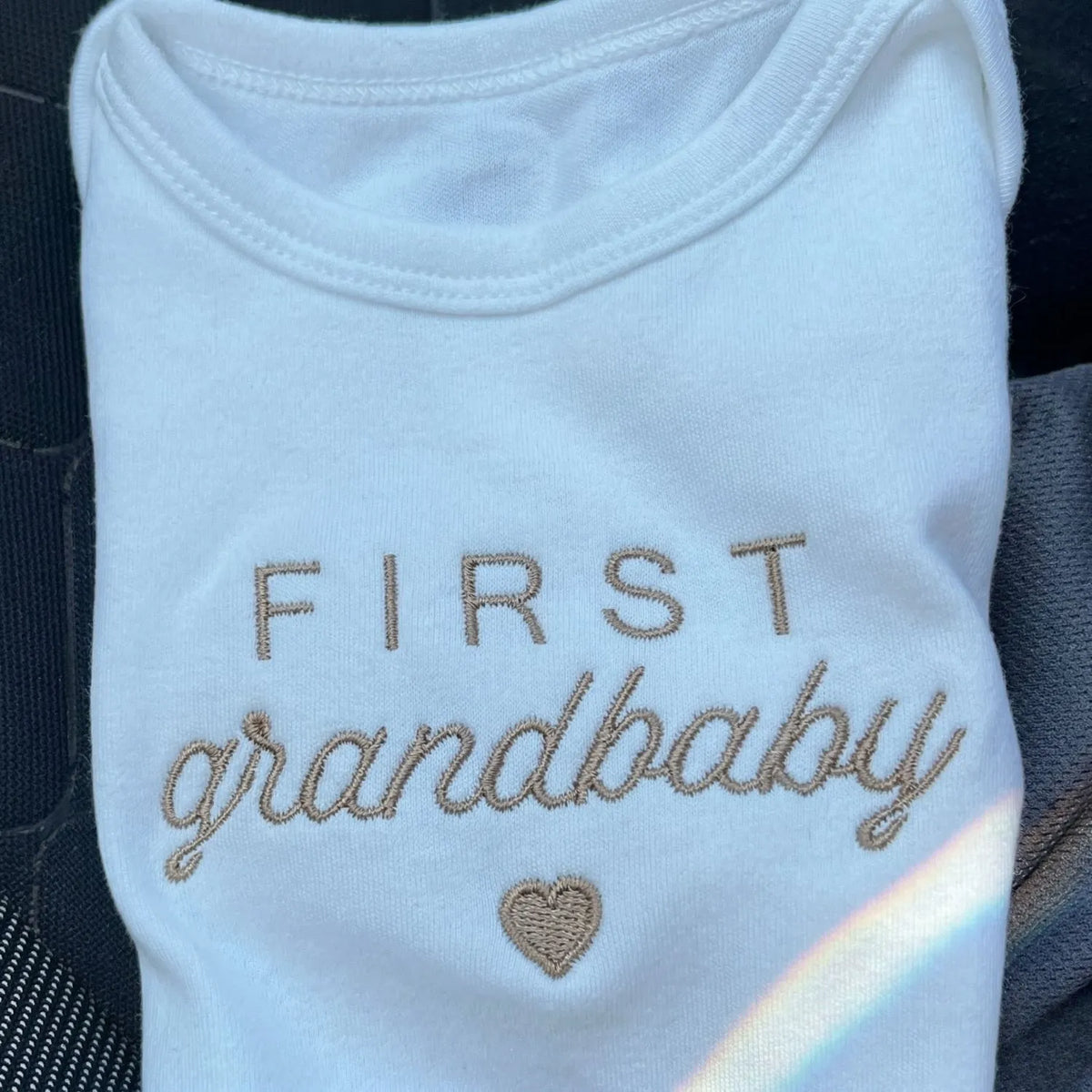 Embroidered First Grandbaby Baby Onesie Bodysuit, Personalized Gift for First Time Grandparents