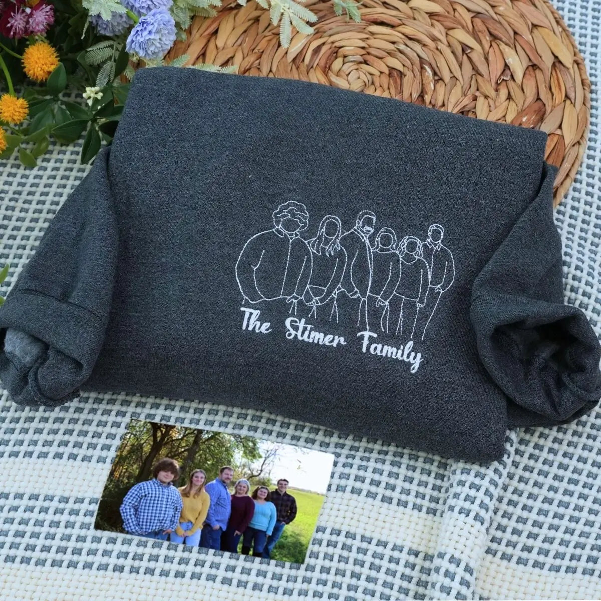 Personalized hoodie gift for wife featuring custom family photo on cozy sweatshirt