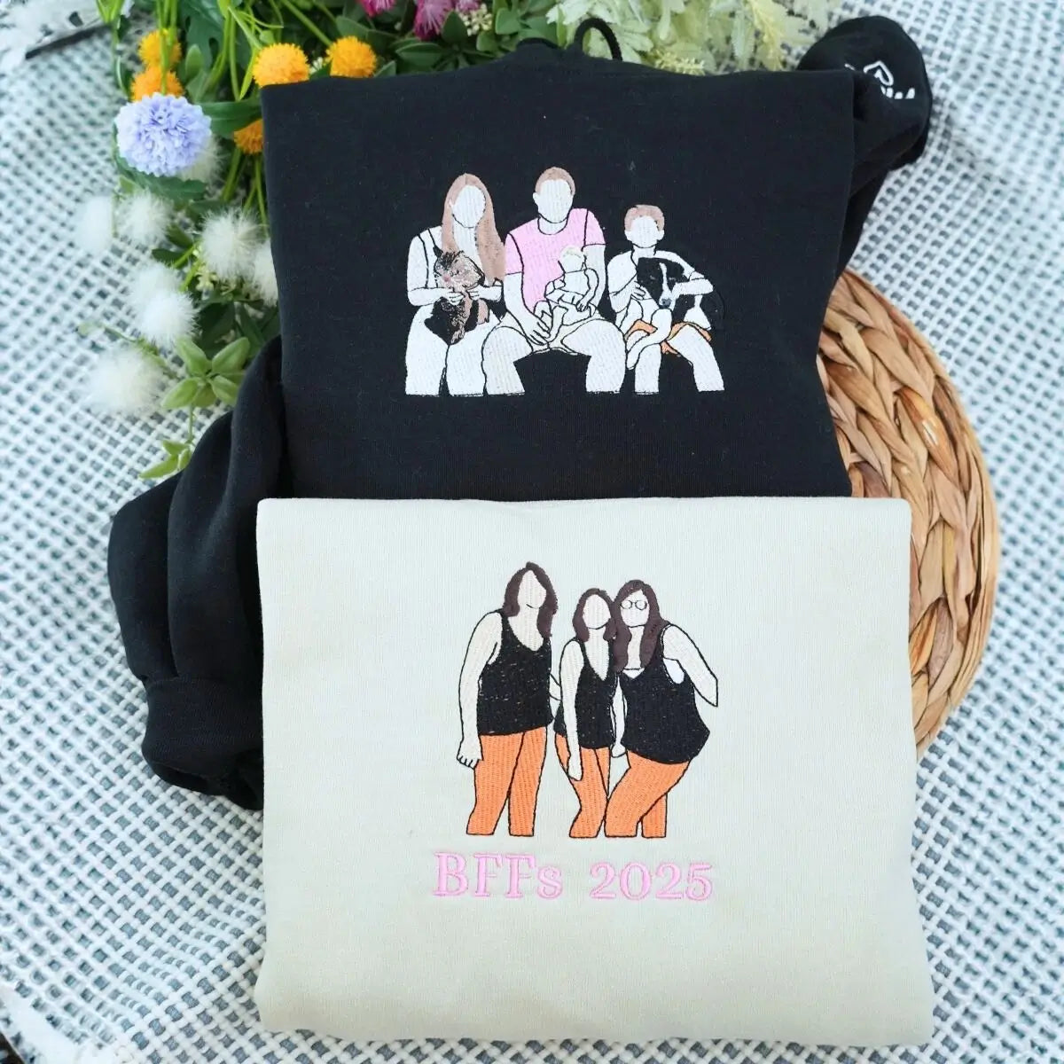 Personalized hoodie gift for wife featuring custom family photo on cozy sweatshirt