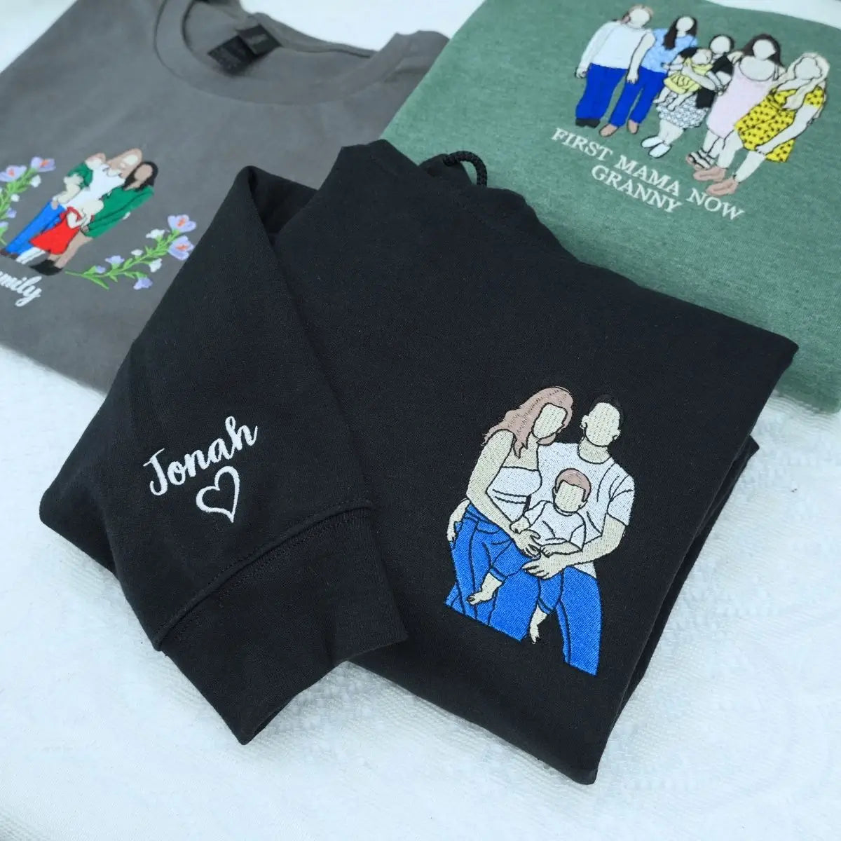 Personalized hoodie gift for wife featuring custom family photo on cozy sweatshirt