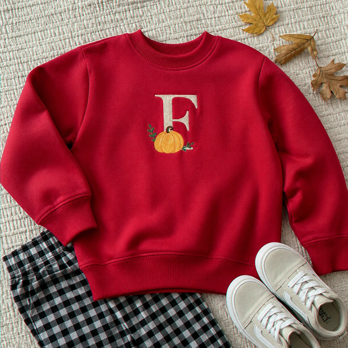 Personalized Halloween Kid Monogrammed Sweatshirt - Embroidered Pumpkin Fall Monogrammed Sweater for School Party