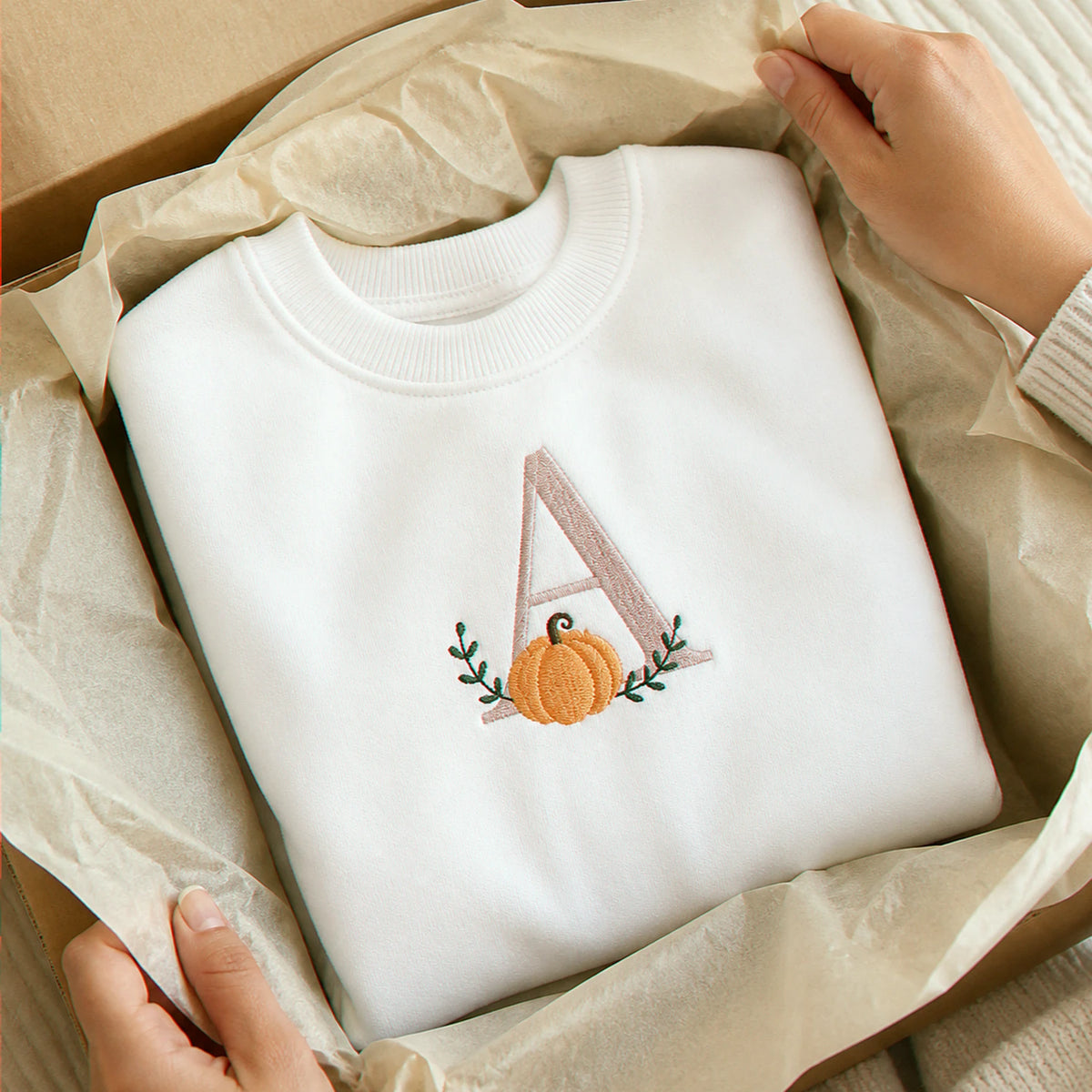Personalized Halloween Kid Monogrammed Sweatshirt - Embroidered Pumpkin Fall Monogrammed Sweater for School Party