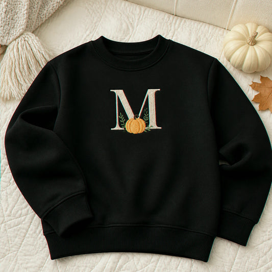 Personalized Halloween Kid Monogrammed Sweatshirt - Embroidered Pumpkin Fall Monogrammed Sweater for School Party