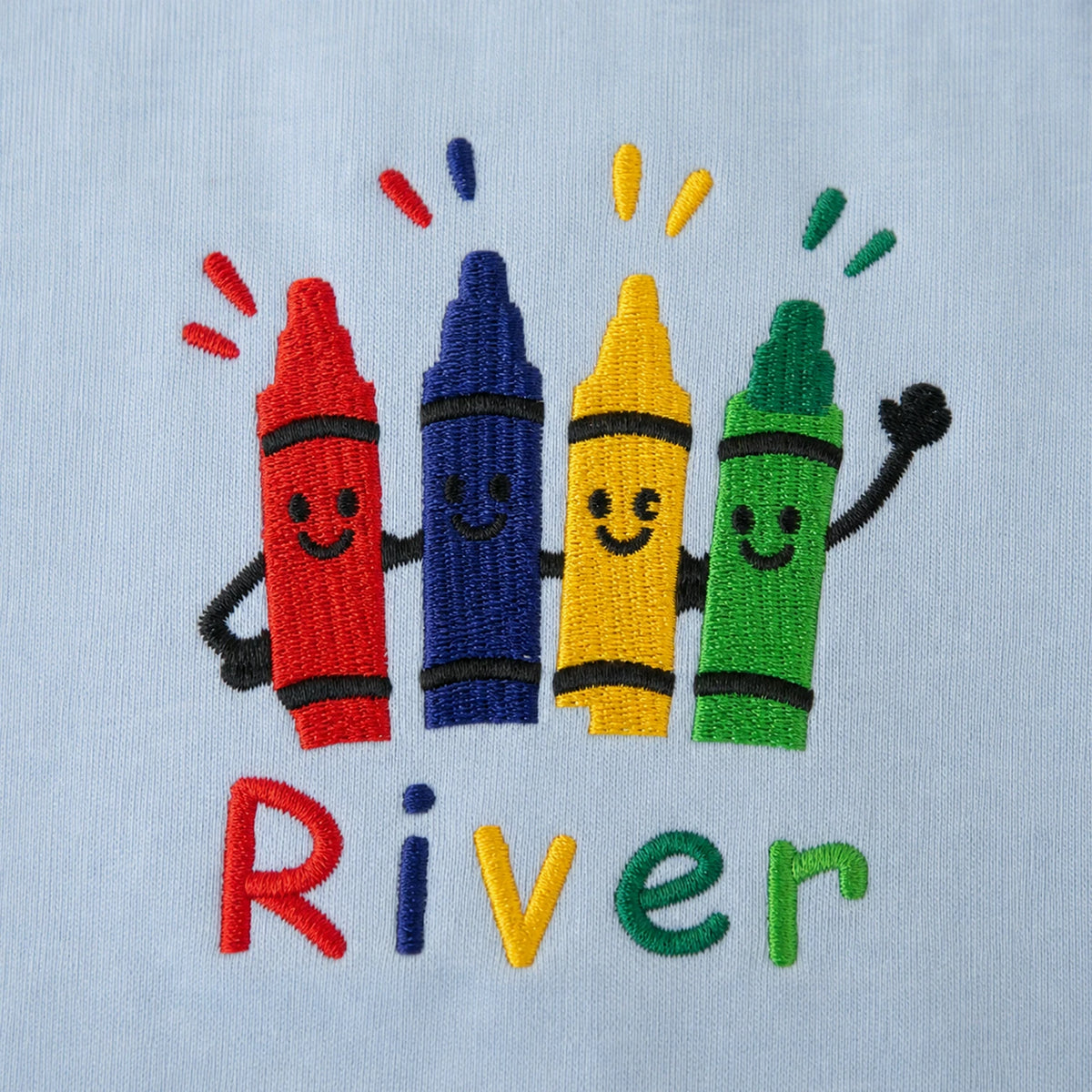 Personalized Kindergarten T-shirt for Back to School - Embroidered Kids Name Tee with Colorful Crayons