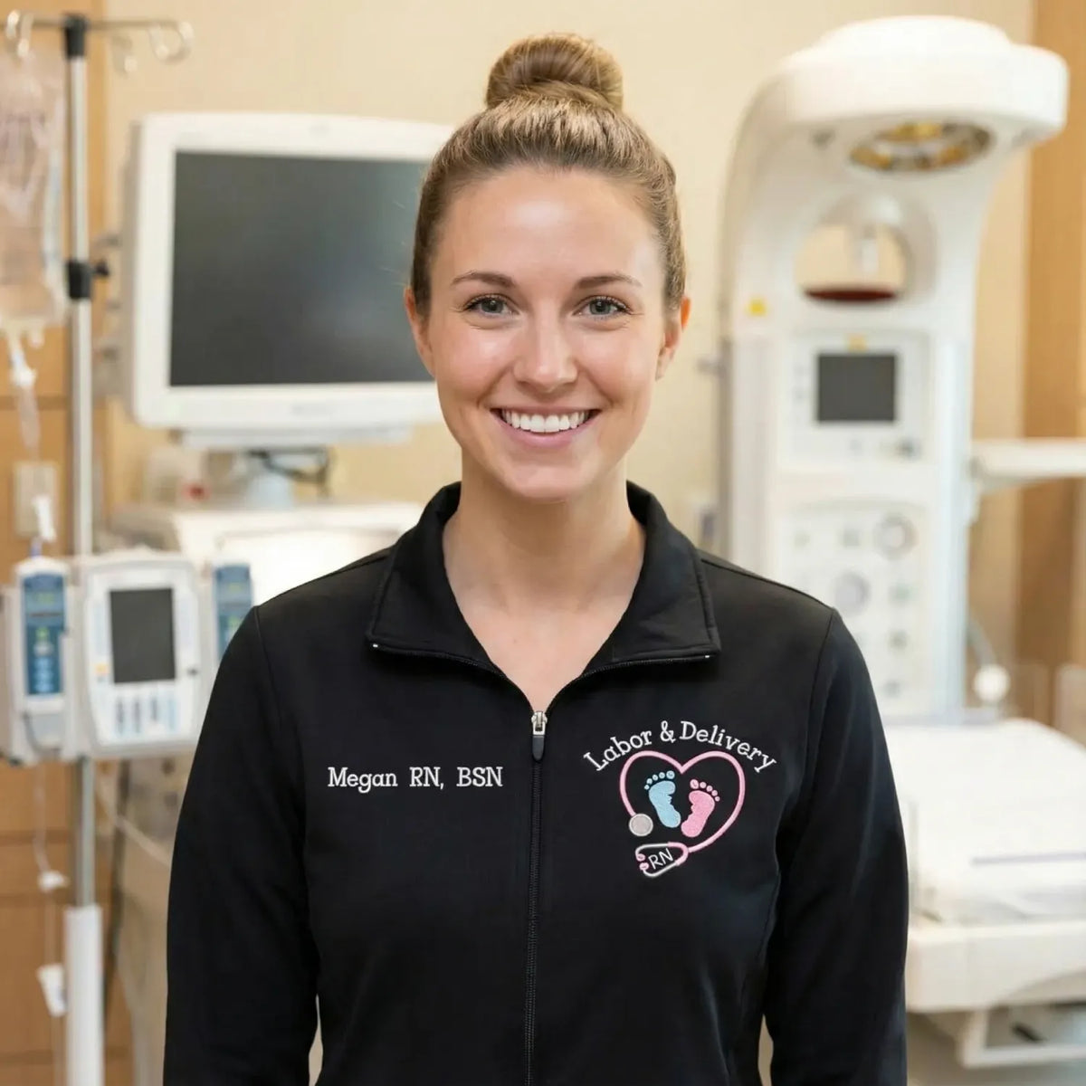Personalized Labor and Delivery Nurse Jacket with Name & Title - Embroidered Gift for L&D OB Nurse