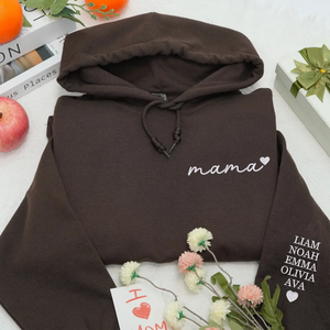 personalized embroidered mama sweatshirt with heart on chest custom hoodie gift for mom from husband or daughter