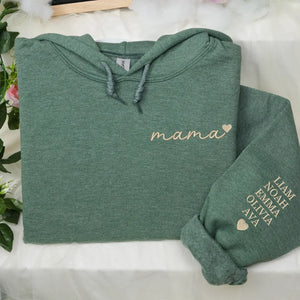 personalized embroidered mama sweatshirt with heart on chest custom hoodie gift for mom from husband or daughter