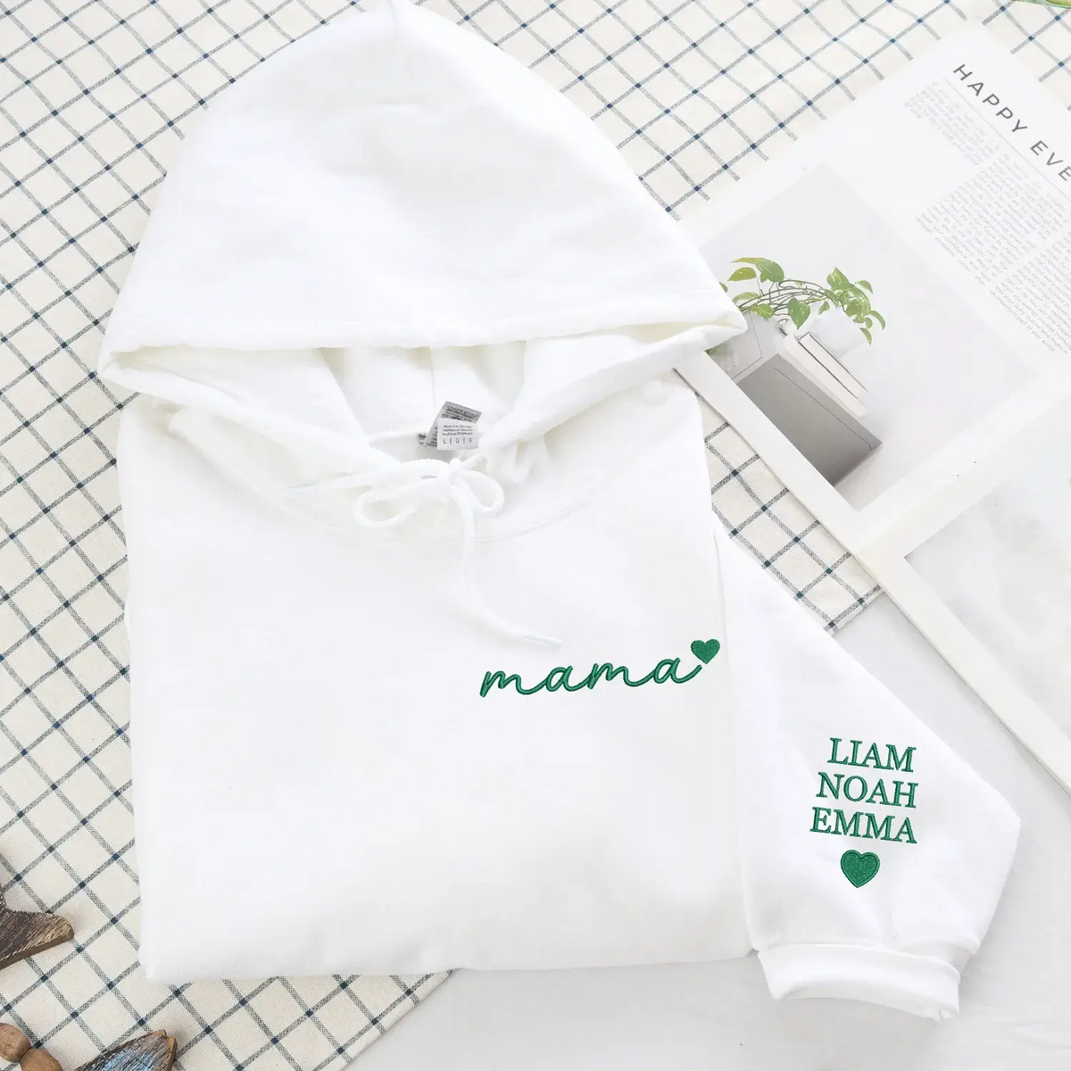 personalized embroidered mama sweatshirt with heart on chest custom hoodie gift for mom from husband or daughter