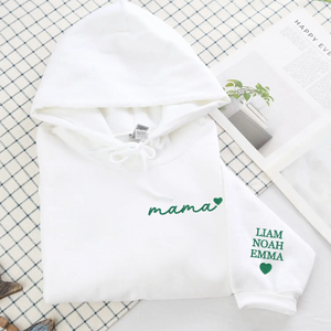 personalized embroidered mama sweatshirt with heart on chest custom hoodie gift for mom from husband or daughter