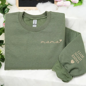 personalized embroidered mama sweatshirt with heart on chest custom hoodie gift for mom from husband or daughter