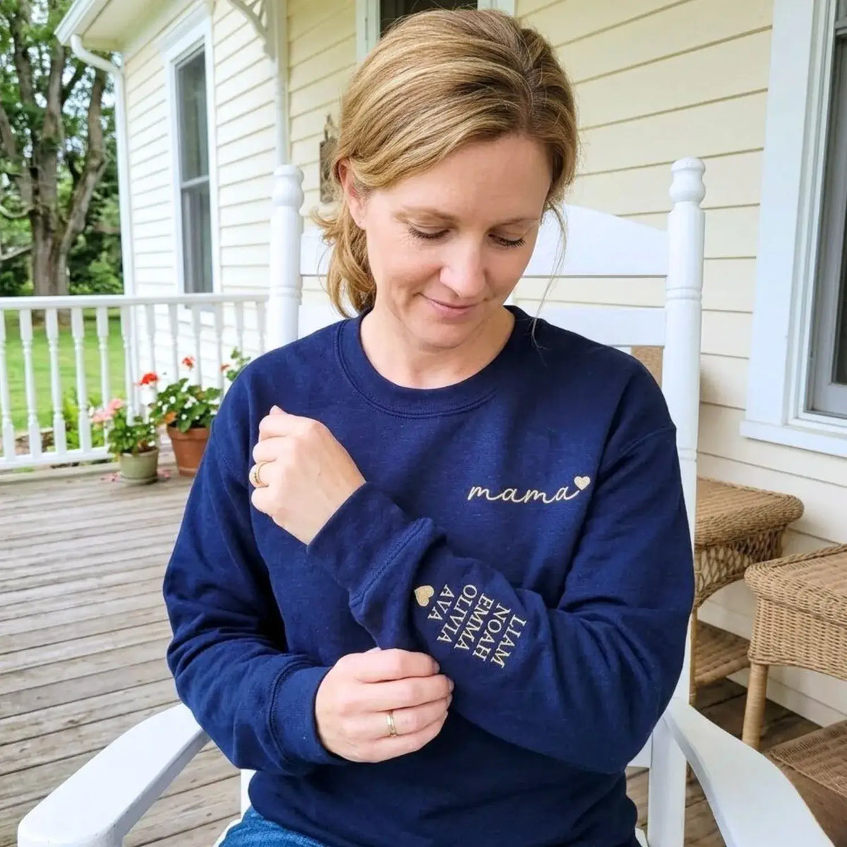 personalized embroidered mama sweatshirt with heart on chest custom hoodie gift for mom from husband or daughter