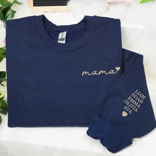 personalized embroidered mama sweatshirt with heart on chest custom hoodie gift for mom from husband or daughter