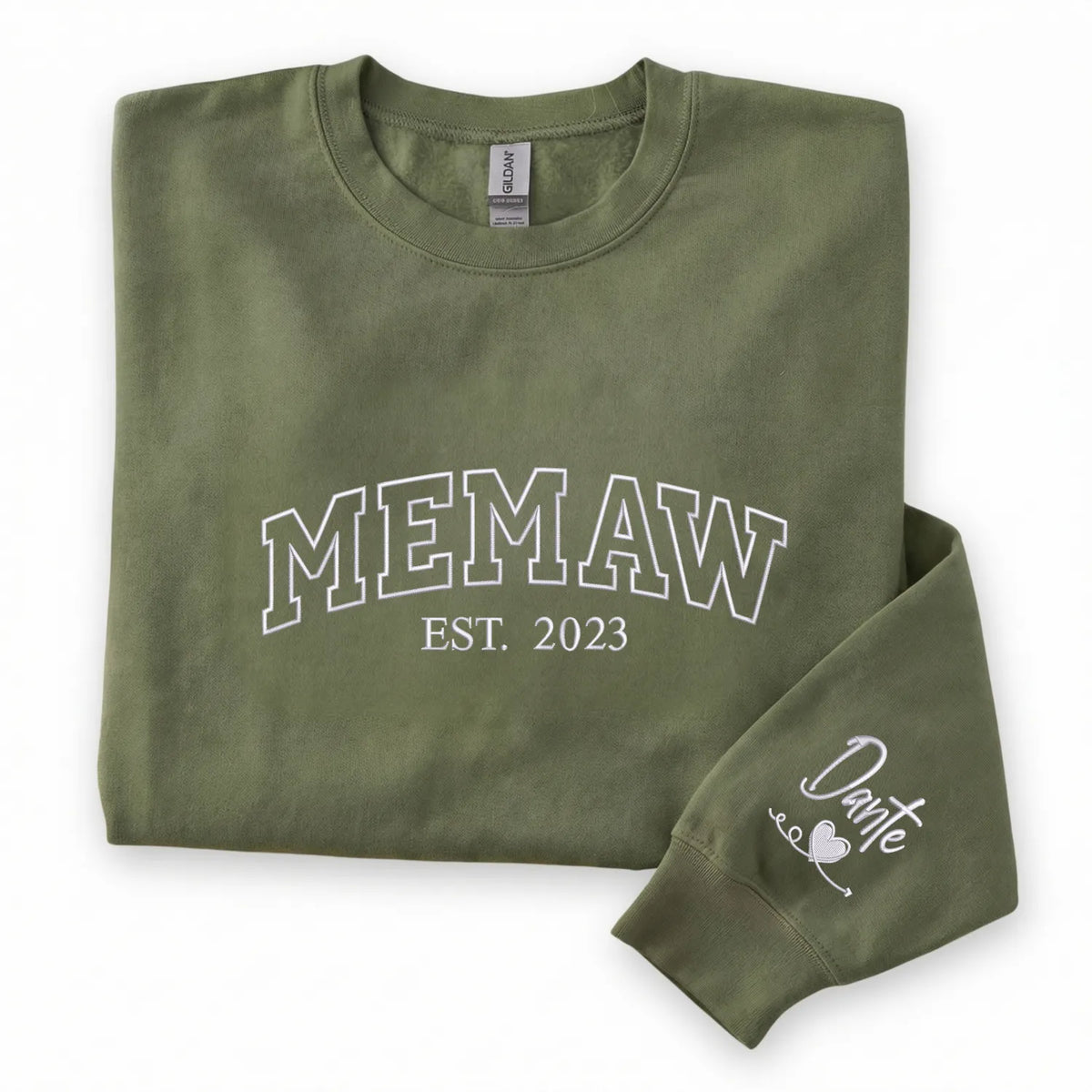 Personalized Memaw Sweatshirt With Grandkids Names - Custom Embroidered Memaw Gift
