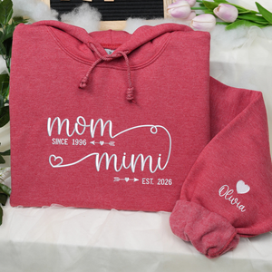 personalized mimi sweatshirt with embroidered kids names on sleeve gift for grandma