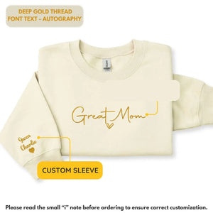 Personalized mom sweatshirt with kids names custom embroidered cozy family gift for mom or grandma