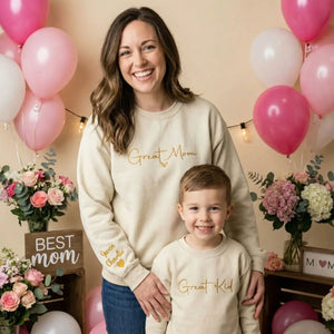 Personalized mom sweatshirt with kids names custom embroidered cozy family gift for mom or grandma