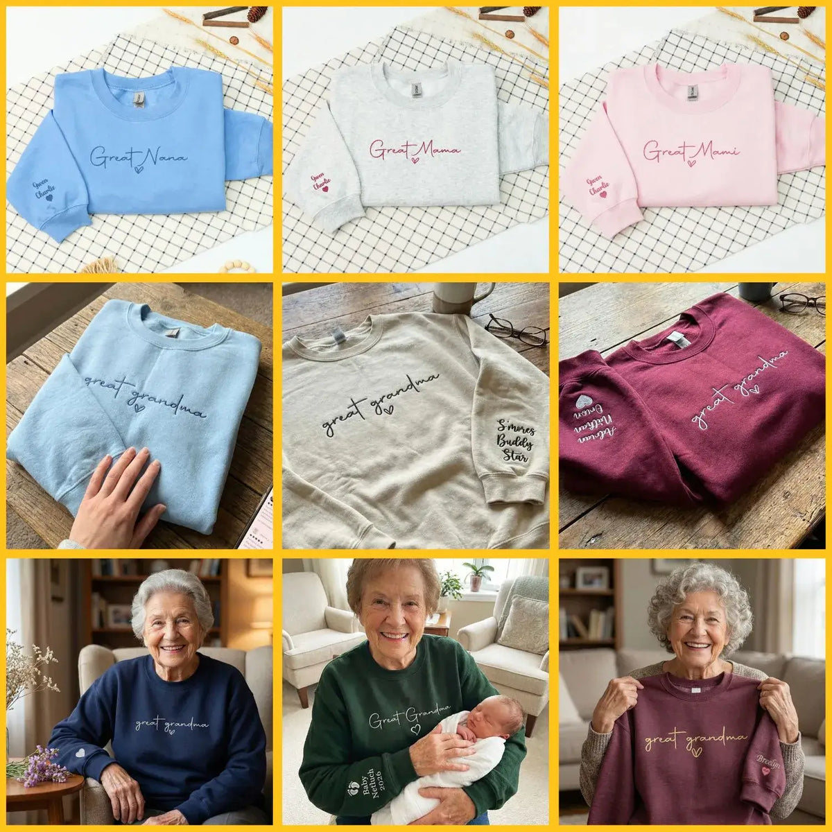 Personalized mom sweatshirt with kids names custom embroidered cozy family gift for mom or grandma