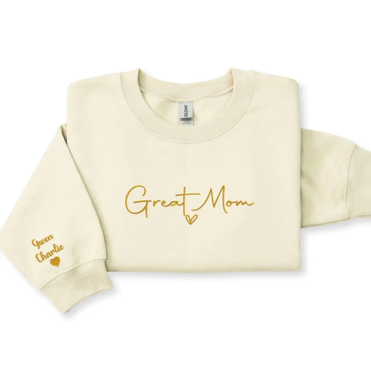 Personalized mom sweatshirt with kids names custom embroidered cozy family gift for mom or grandma
