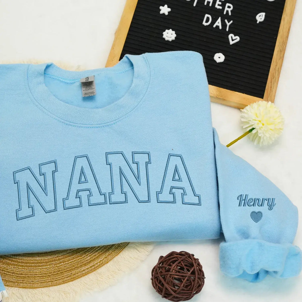 Personalized nana sweatshirt embroidered with grandkids names cozy custom grandma gift for pregnancy announcement