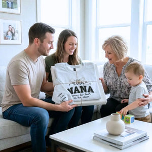 Personalized nana sweatshirt with embroidered grandkids names on sleeve custom grandma gift
