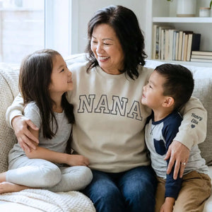 Personalized nana sweatshirt embroidered with grandkids names cozy custom grandma gift for pregnancy announcement