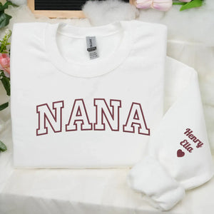 Personalized nana sweatshirt embroidered with grandkids names cozy custom grandma gift for pregnancy announcement