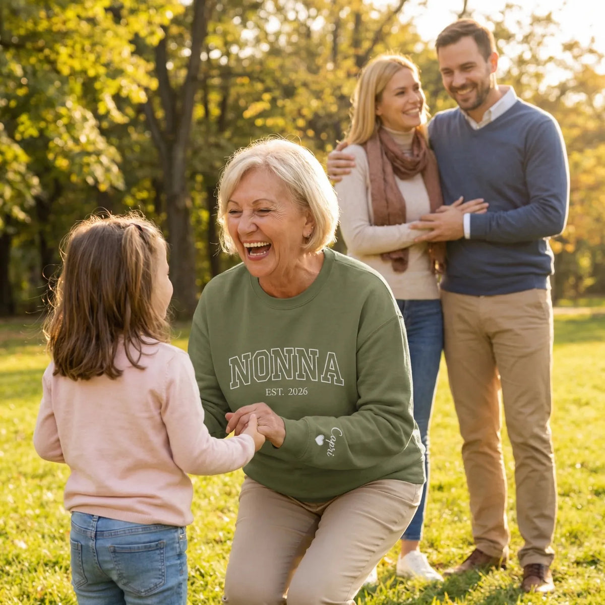 Personalized Nonna Sweatshirt Est Year - Custom Grandma Gift With Grandchild Name