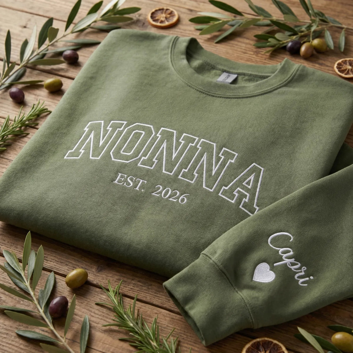Personalized Nonna Sweatshirt Est Year - Custom Grandma Gift With Grandchild Name