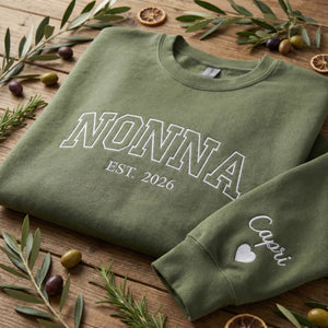 Personalized Nonna Sweatshirt Est Year - Custom Grandma Gift With Grandchild Name