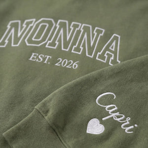 Personalized Nonna Sweatshirt Est Year - Custom Grandma Gift With Grandchild Name