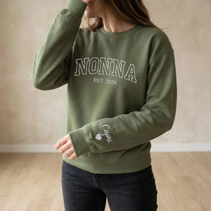 Personalized Nonna Sweatshirt Est Year - Custom Grandma Gift With Grandchild Name