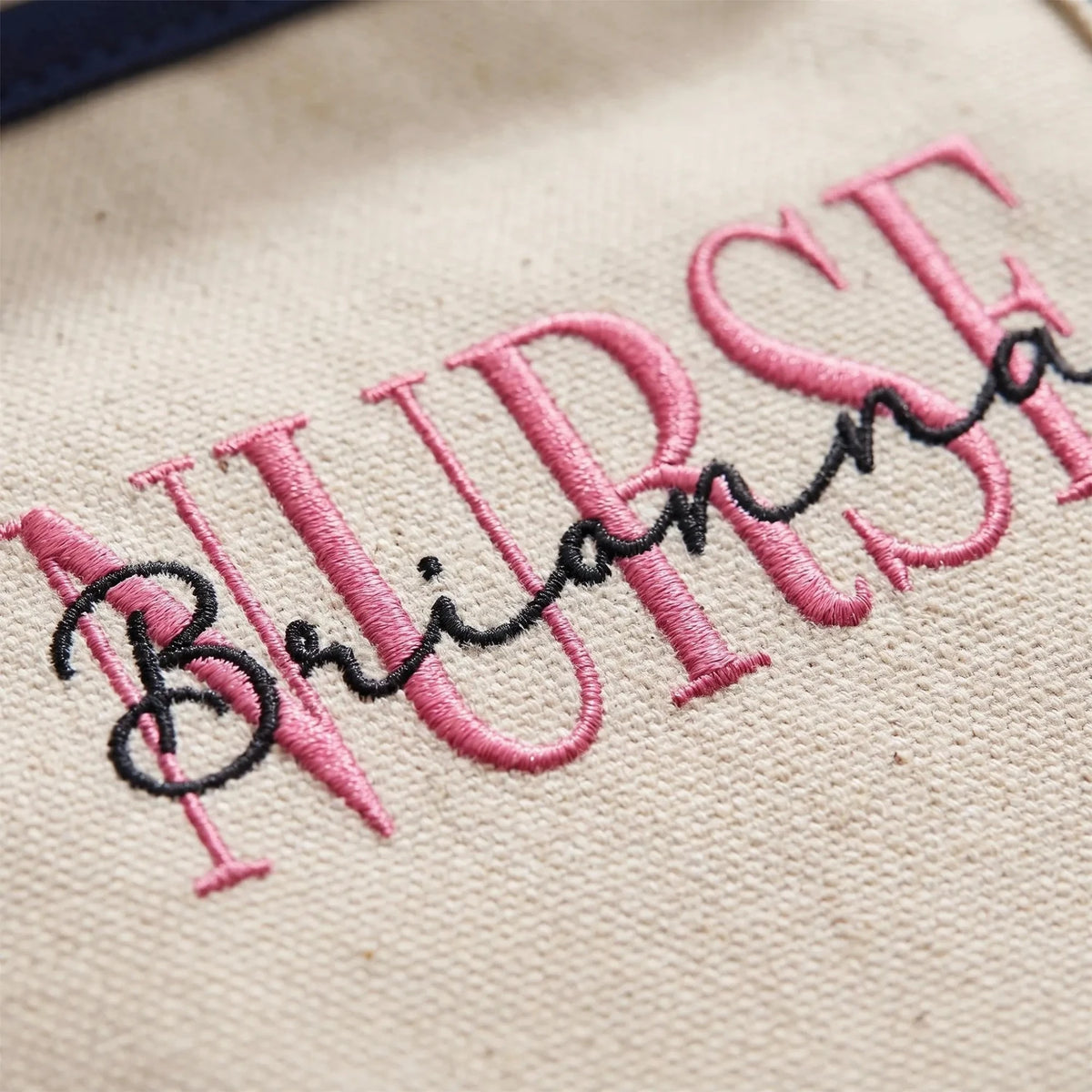 Personalized Nurse Canvas Tote Bag, Custom Name Embroidery RN LPN CNA Gift, Aesthetic Nurse Week Gift