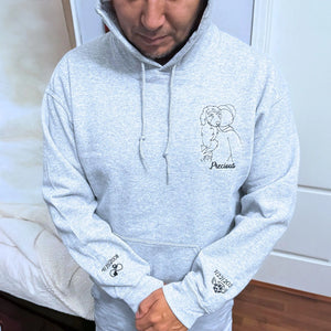 Embroidered pet memorial sweatshirt featuring personalized dog or cat photo for remembrance.