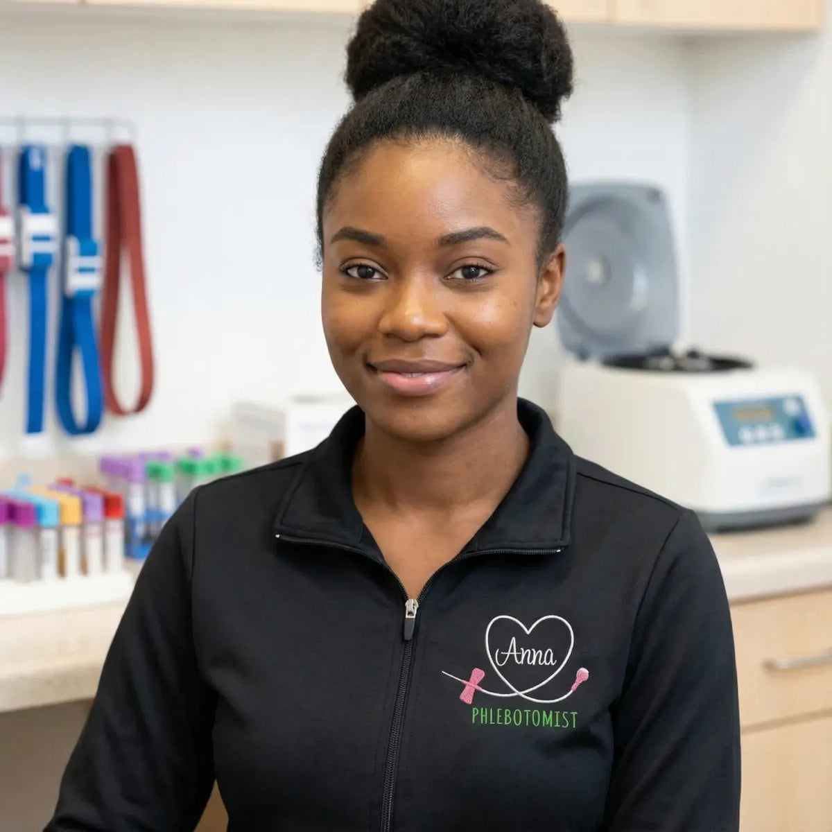 Personalized Phlebotomist Jacket with Name & Title - Embroidered Gift for Lab Professionals