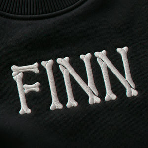 Personalized Halloween Kid Sweatshirt for School - Custom Embroidered Skeleton Name Sweater