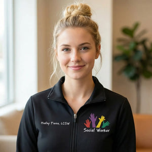 Personalized Social Worker Jacket with Name & Title – Embroidered Gift for MSWs & LCSWs