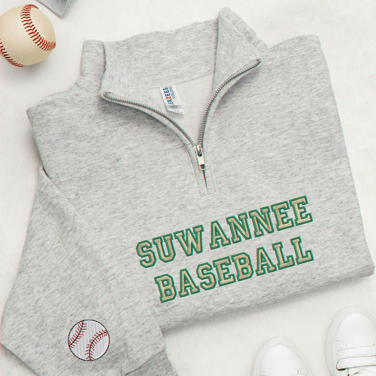 Personalized College Student Varsity Back to School Quarter Zip - Embroidered Retro Block Letter - Game Day Spirit Gift for Her