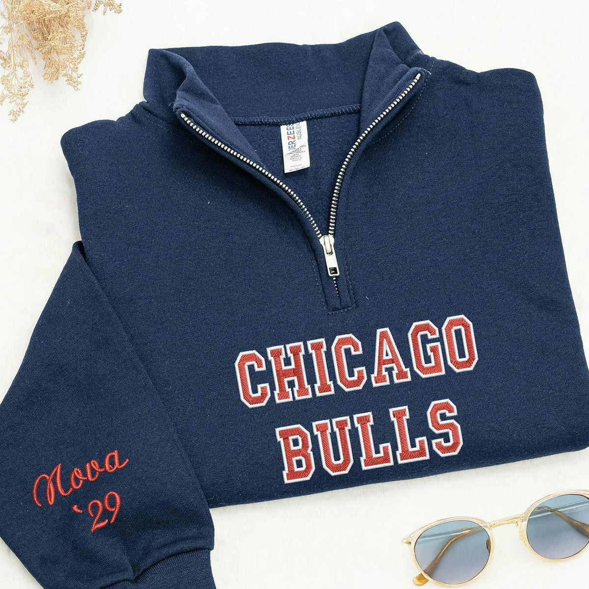 Personalized College Student Varsity Back to School Quarter Zip - Embroidered Retro Block Letter - Game Day Spirit Gift for Her